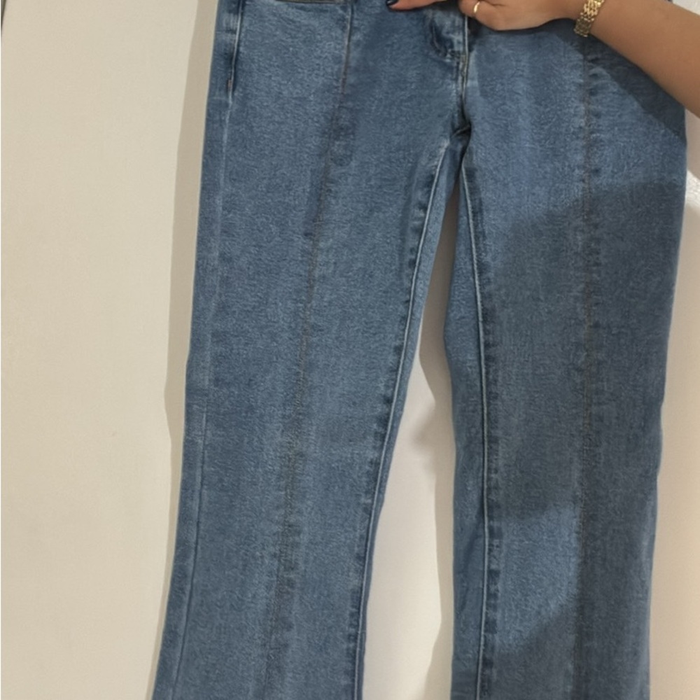 Forever 21 Blue Flare Wide Leg Jeans